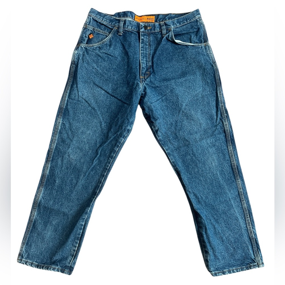 WRANGLER FIRE RESISTANT RIGGS WORKWEAR MEN’S JEANS. BLUE. SIZE 38x30. PRE-OWNED